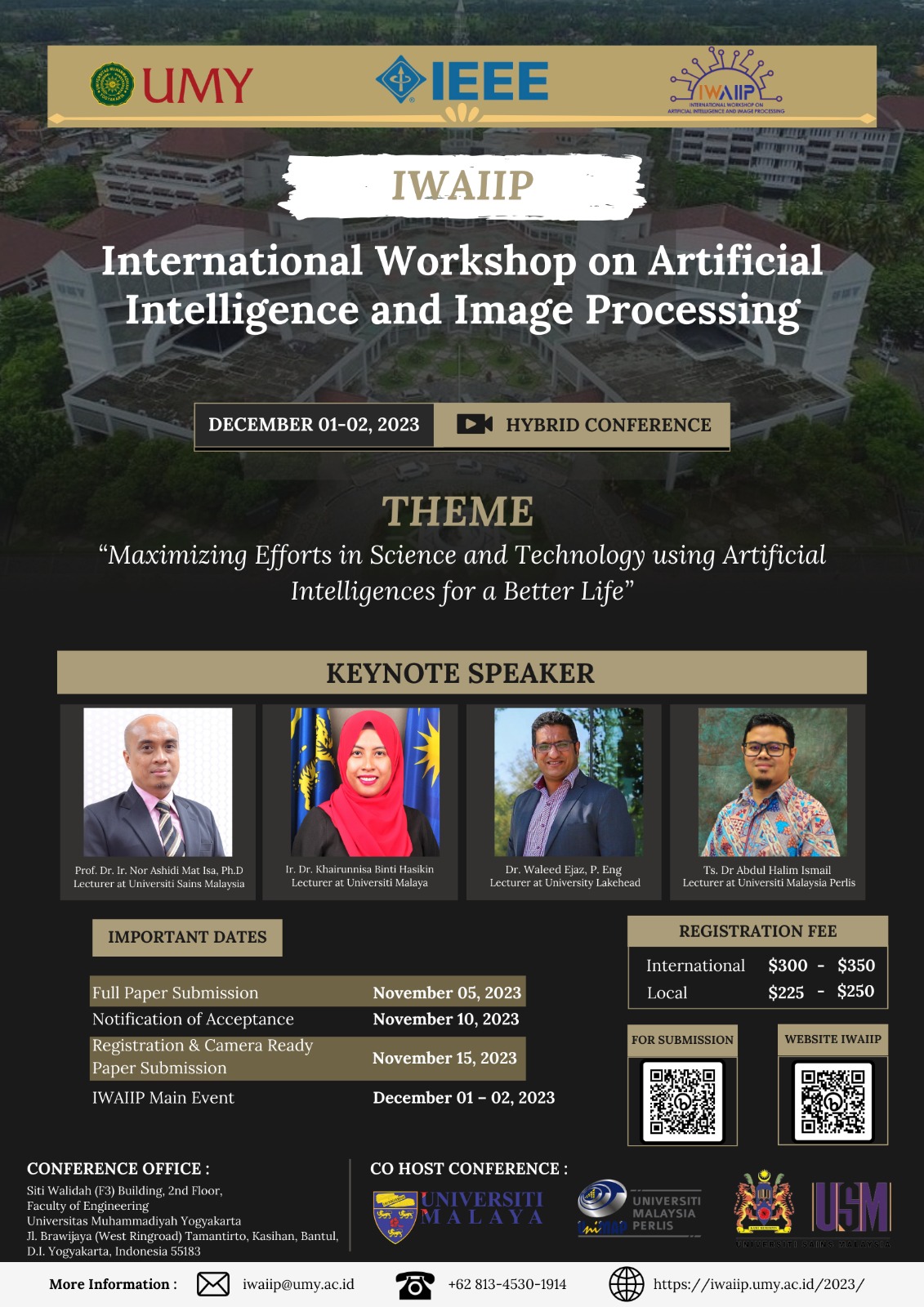 1st IEEE - International Workshop on Artificial Intelligence &amp; Image Processing (IWAIIP) 2023